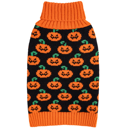 KYEESE Halloween Dog Sweater – Cute Pumpkin Turtleneck Pullover with Leash Hole