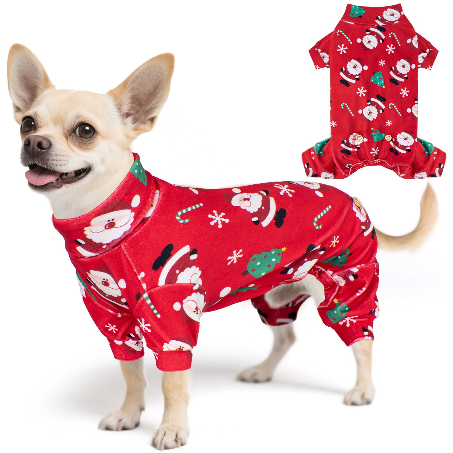KYEESE Christmas Dog Pajamas-Soft Velvet Christmas Outfit
