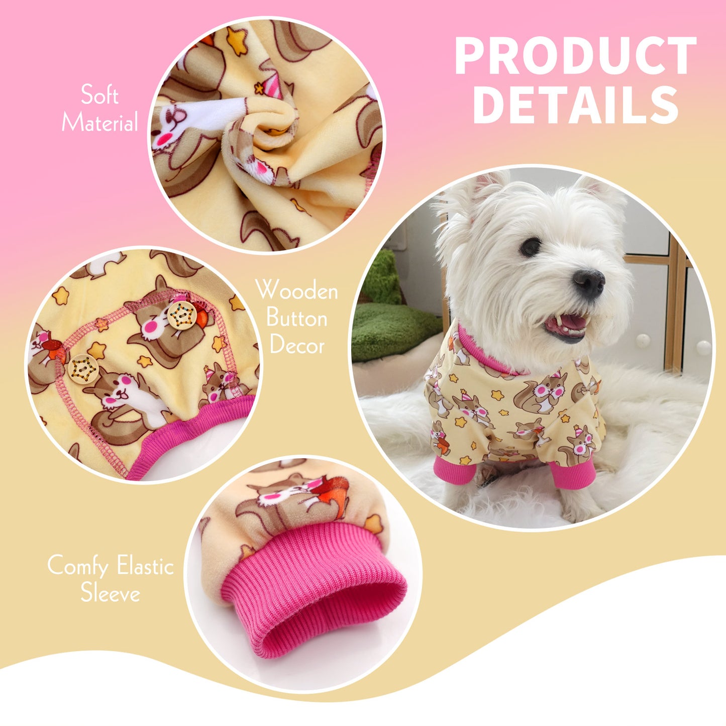 KYEESE Velvet Dog Pajamas-Stretchy Comfy Print Doggie Jammies