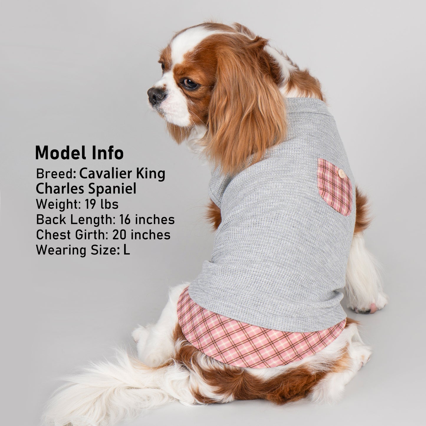 KYEESE Waffle Dog Shirts-with Pocket Decorations and Plaid Patchwork