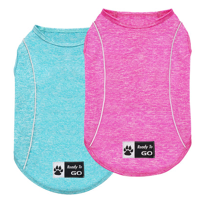 KYEESE Dog Shirt/2pack Dog Shirt-Sports Athletic Breathable Dog T-Shirt with Reflective Strip Tank Top
