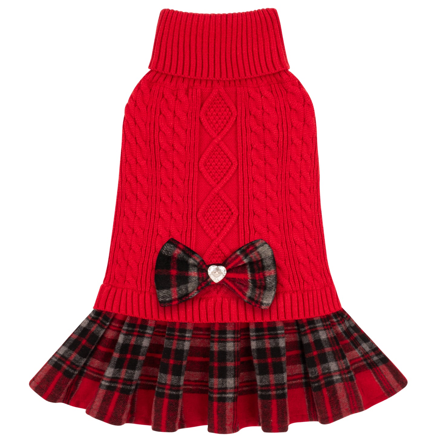 KYEESE Dog Sweater – Knitwear Dog Sweater Dress with Bowtie, Stretchy Thick Warm & Preppy Style
