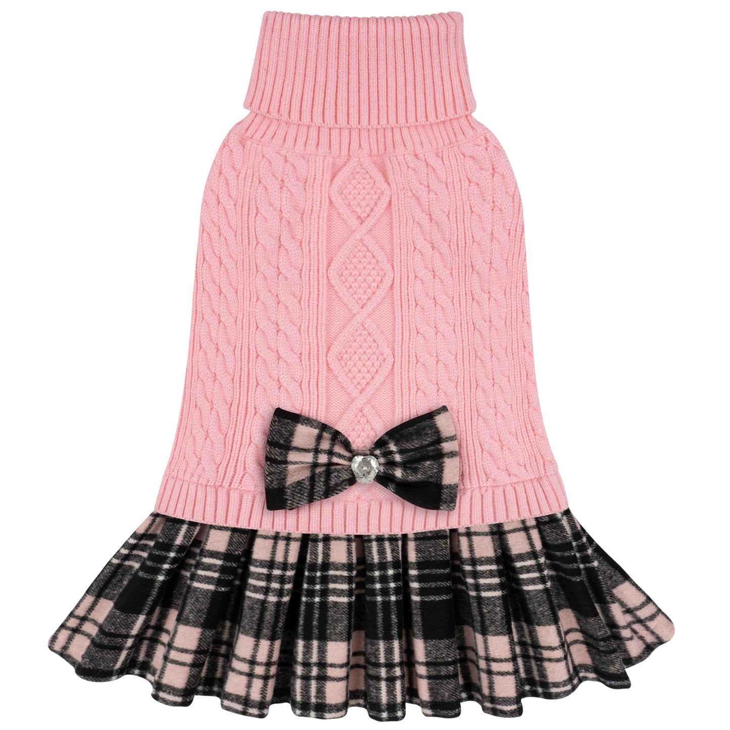 KYEESE Dog Sweater – Knitwear Dog Sweater Dress with Bowtie, Stretchy Thick Warm & Preppy Style