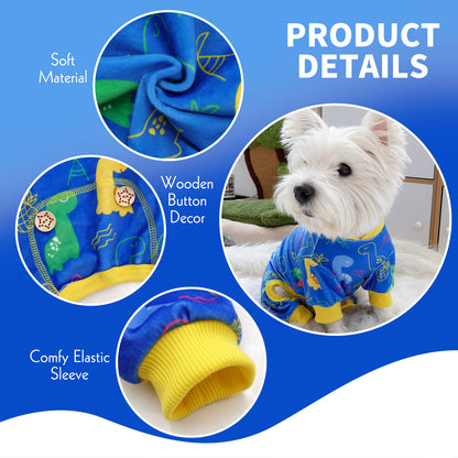 KYEESE Velvet Dog Pajamas-Stretchy Comfy Print Doggie Jammies
