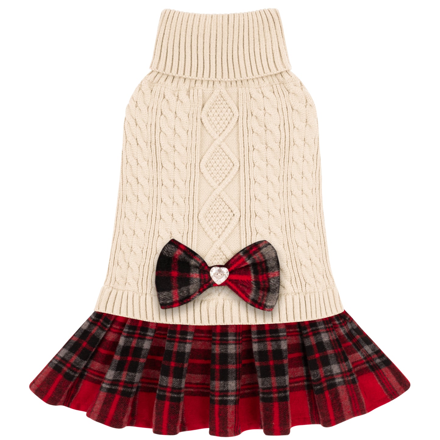 KYEESE Dog Sweater – Knitwear Dog Sweater Dress with Bowtie, Stretchy Thick Warm & Preppy Style