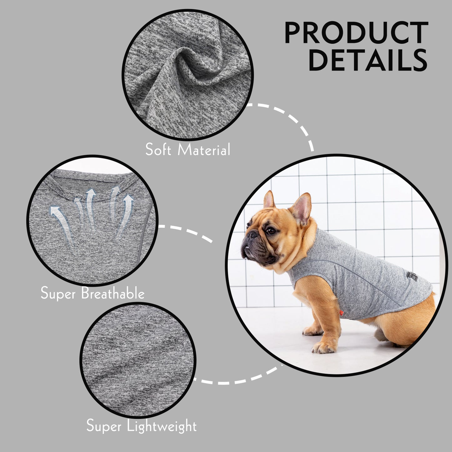 KYEESE Dog Shirt/2pack Dog Shirt-Sports Athletic Breathable Dog T-Shirt with Reflective Strip Tank Top