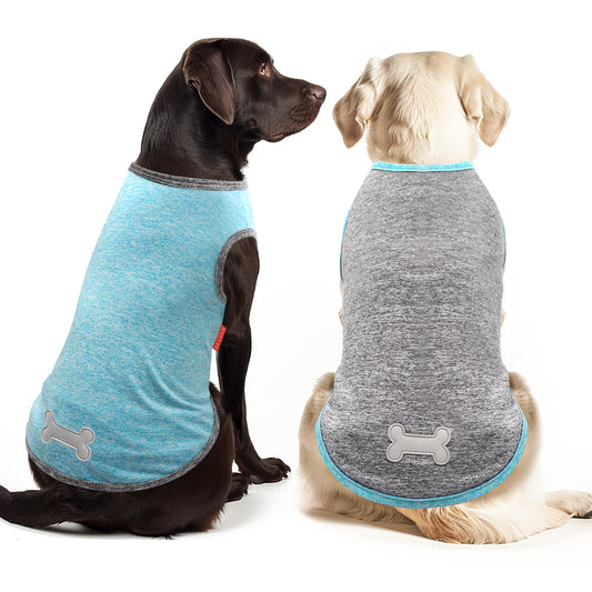 KYEESE 2 Pack Dog Shirts- Sun Protection Quick Dry Reflective Label Sleeveless Dog Vest