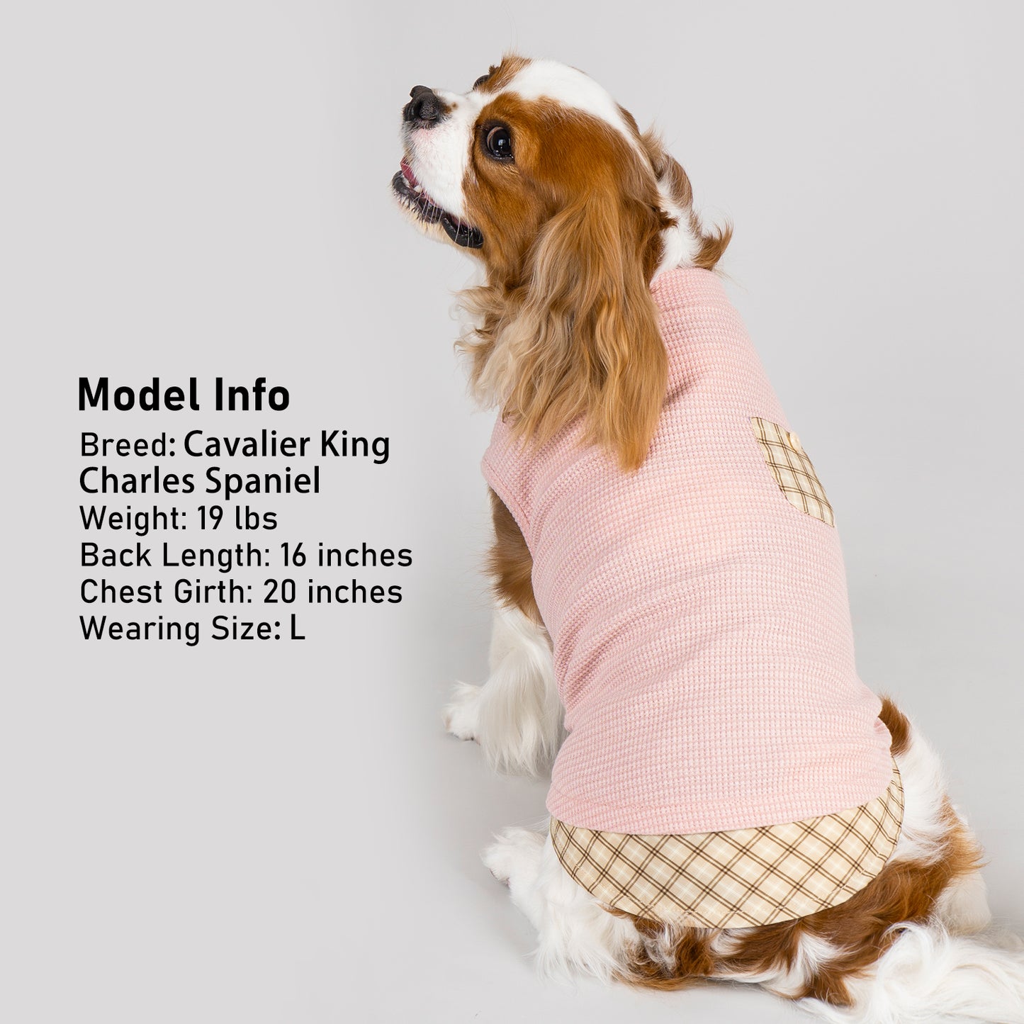 KYEESE Waffle Dog Shirts-with Pocket Decorations and Plaid Patchwork