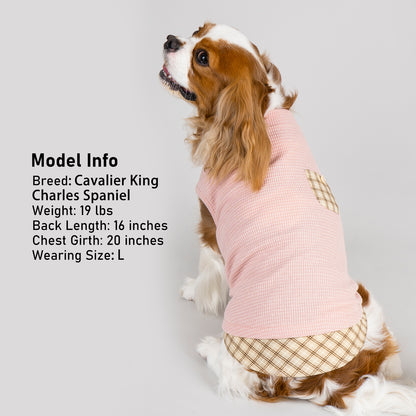 KYEESE Waffle Dog Shirts-with Pocket Decorations and Plaid Patchwork