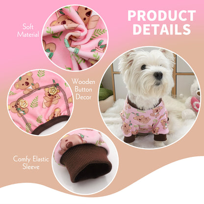 KYEESE Velvet Dog Pajamas-Stretchy Comfy Print Doggie Jammies