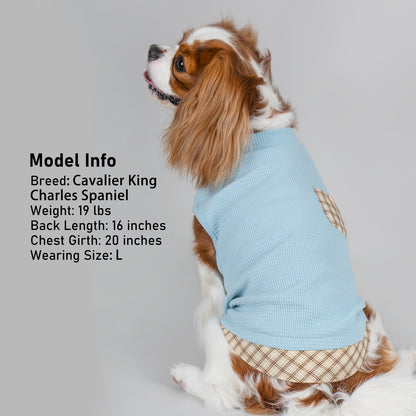 KYEESE Waffle Dog Shirts-with Pocket Decorations and Plaid Patchwork