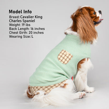 KYEESE Waffle Dog Shirts-with Pocket Decorations and Plaid Patchwork
