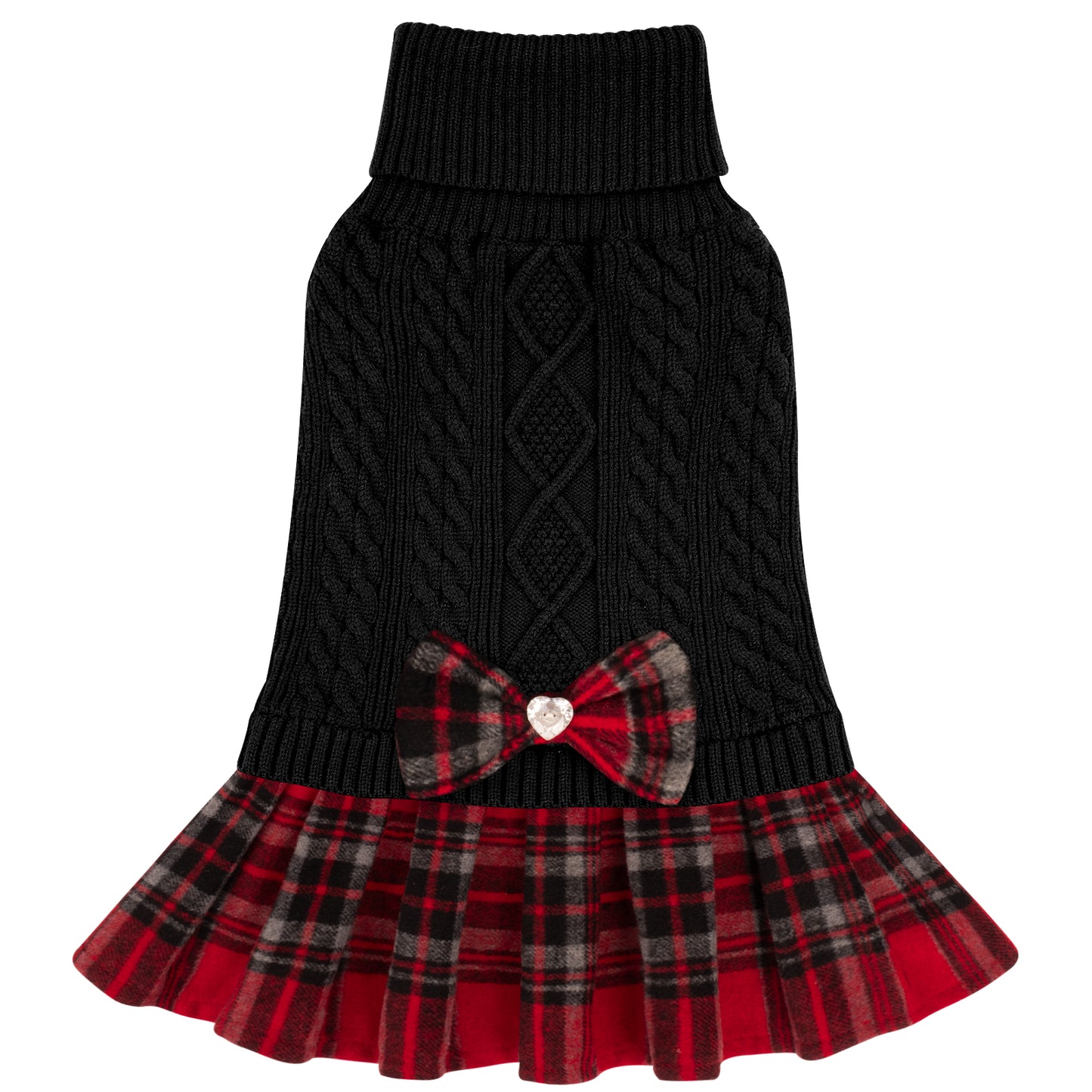 KYEESE Dog Sweater – Knitwear Dog Sweater Dress with Bowtie, Stretchy Thick Warm & Preppy Style