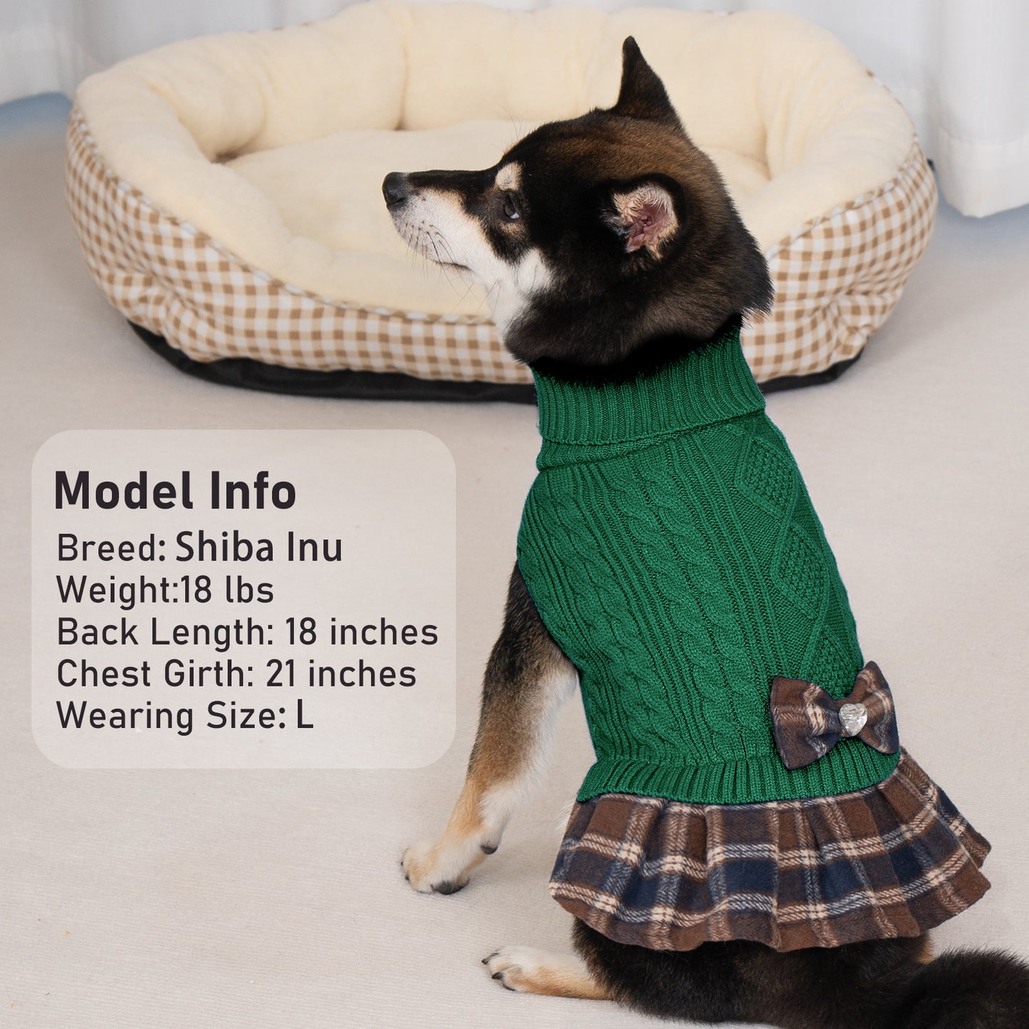 KYEESE Dog Sweater – Knitwear Dog Sweater Dress with Bowtie, Stretchy Thick Warm & Preppy Style