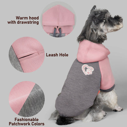 KYEESE Warm Dog Hoodie-Stretchy Comfort Drawstring with Leash Hole Dogs Winter Coat