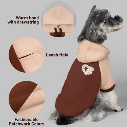 KYEESE Warm Dog Hoodie-Stretchy Comfort Drawstring with Leash Hole Dogs Winter Coat