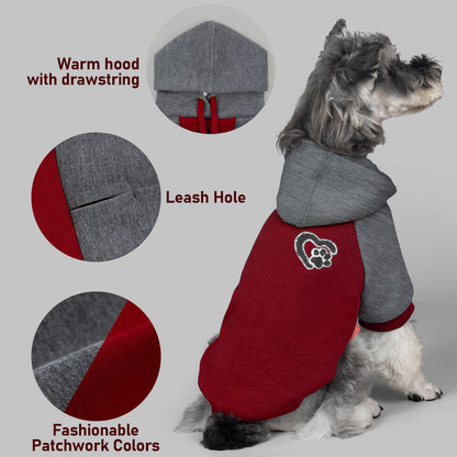 KYEESE Warm Dog Hoodie-Stretchy Comfort Drawstring with Leash Hole Dogs Winter Coat