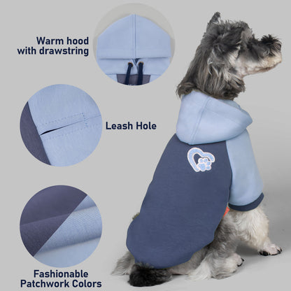 KYEESE Warm Dog Hoodie-Stretchy Comfort Drawstring with Leash Hole Dogs Winter Coat