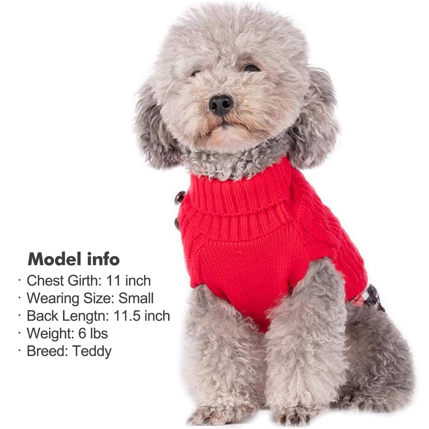 KYEESE Dog Sweater – Turtleneck Dog Sweater with Gingham Patchwork, Stretchy Knitwear Soft Warm