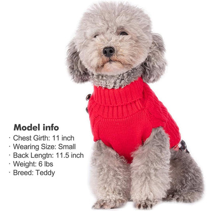 KYEESE Dog Sweater – Turtleneck Dog Sweater with Gingham Patchwork, Stretchy Knitwear Soft Warm