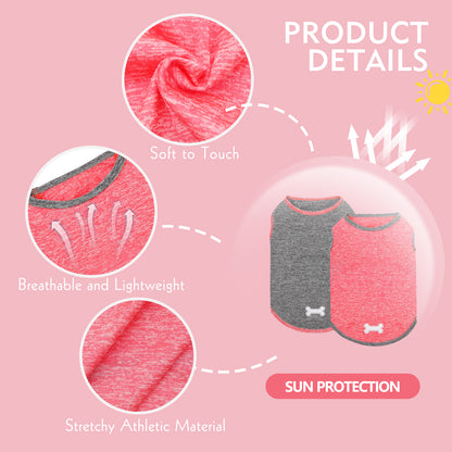 KYEESE 2 Pack Dog Shirts- Sun Protection Quick Dry Reflective Label Sleeveless Dog Vest