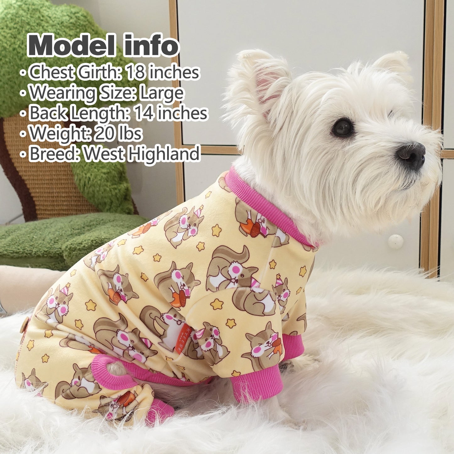 KYEESE Velvet Dog Pajamas-Stretchy Comfy Print Doggie Jammies
