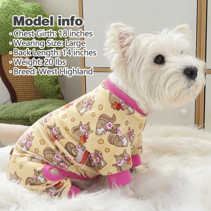 KYEESE Velvet Dog Pajamas-Stretchy Comfy Print Doggie Jammies
