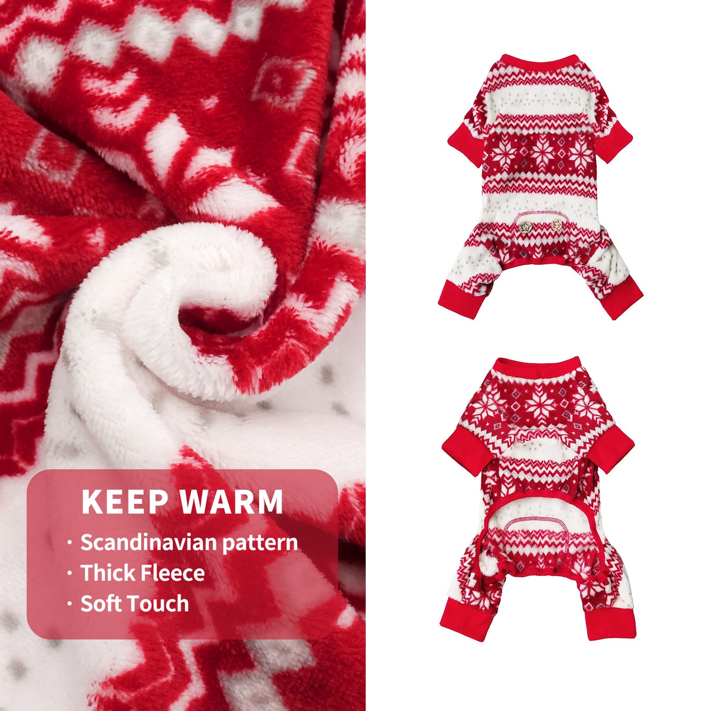 kyeese Christmas Dog Pajamas with Snowflake Pattern
