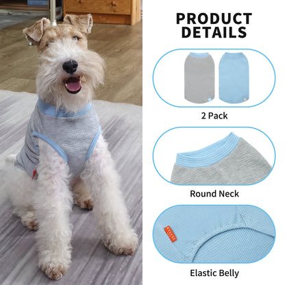 KYEESE 2Pack Waffle Dog Shirts – Lightweight Breathable Striped Tank Tops