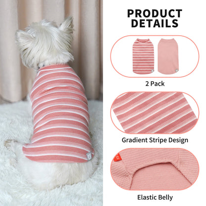 KYEESE 2Pack Waffle Dog Shirts – Lightweight Breathable Striped Tank Tops
