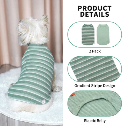KYEESE 2Pack Waffle Dog Shirts – Lightweight Breathable Striped Tank Tops
