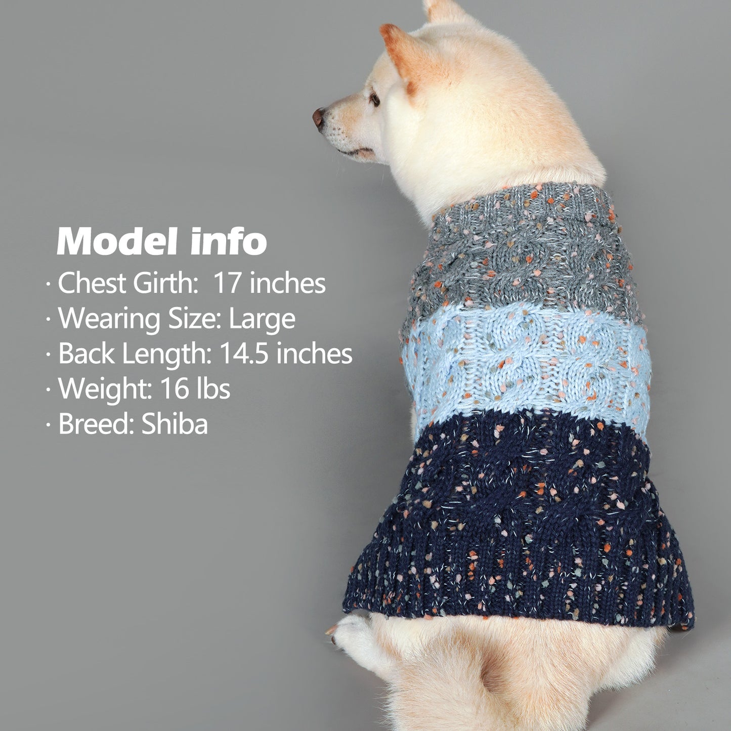 KYEESE Dog Sweaters-Color Block Fuzzy Thread Knitted Turtleneck Fall Winter Dog Sweater