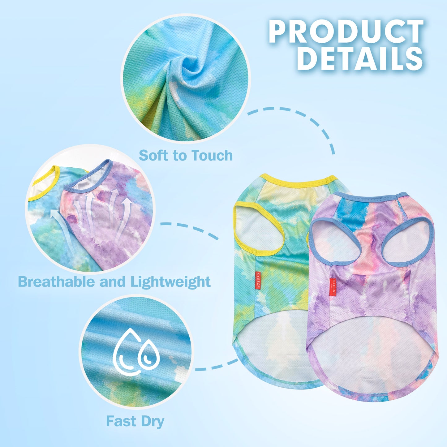 KYEESE 2 Pack Dog Cooling Shirts-Breathable  Instant Cooling Dog Vest