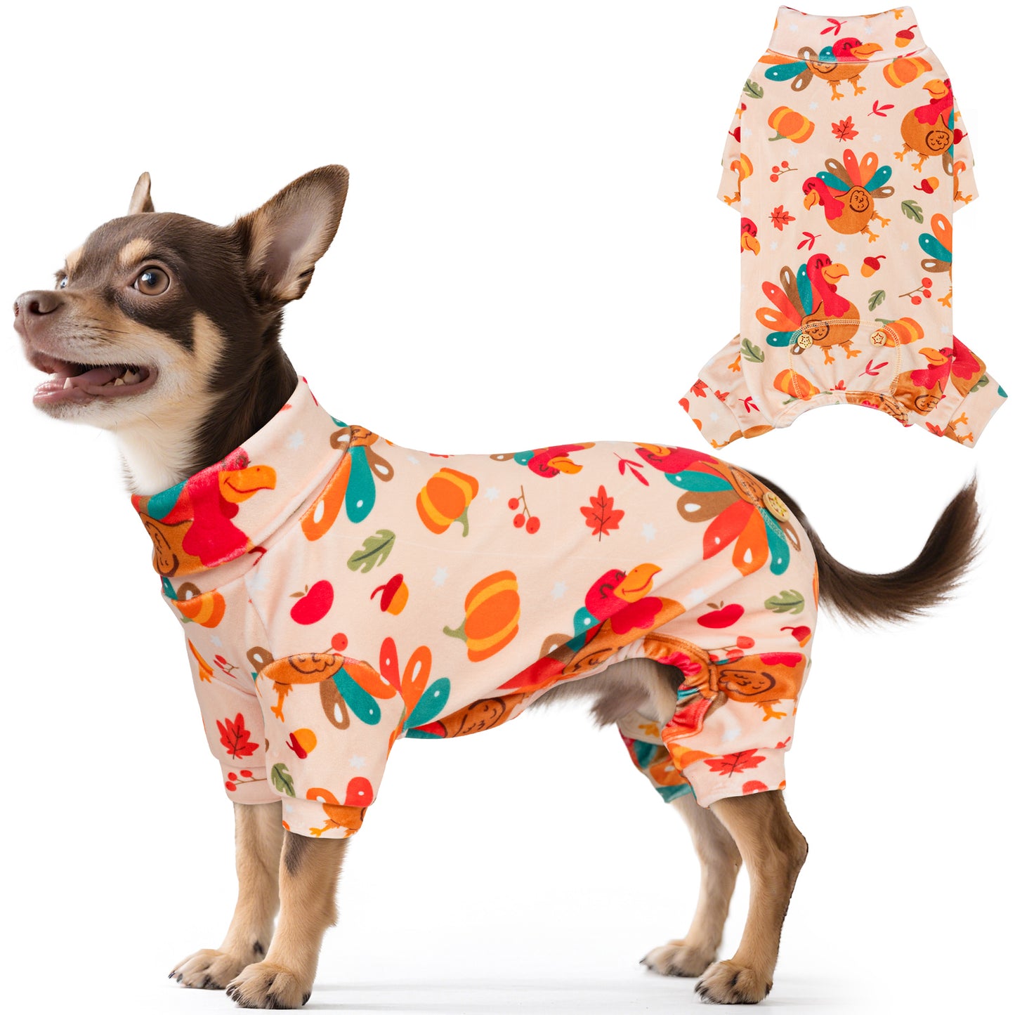 KYEESE Thanksgiving Dog Pajamas-Soft Velvet Thanksgiving Outfit