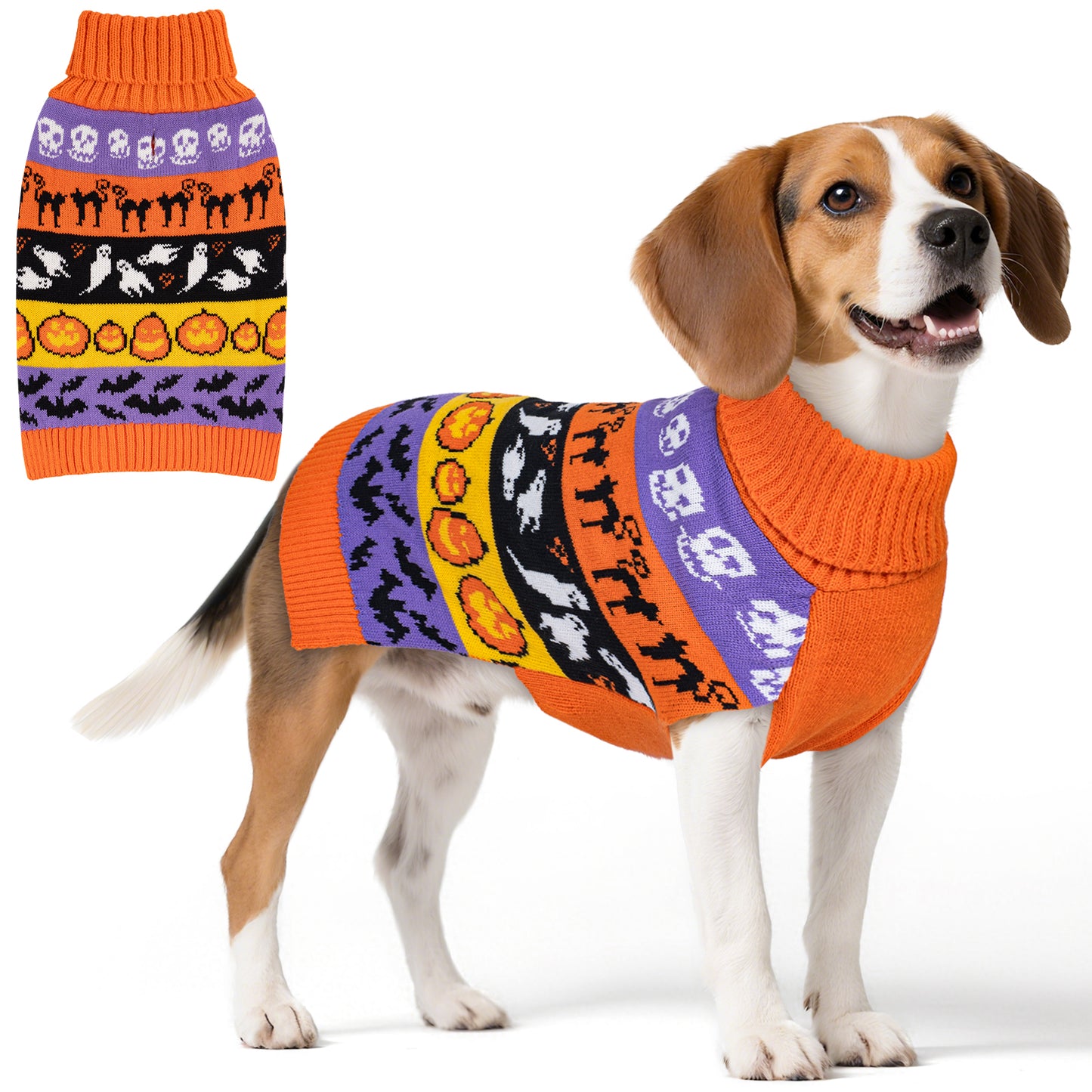 KYEESE Pumpkin & Ghost Dog Sweater – Cute Halloween Sleeveless Outfit