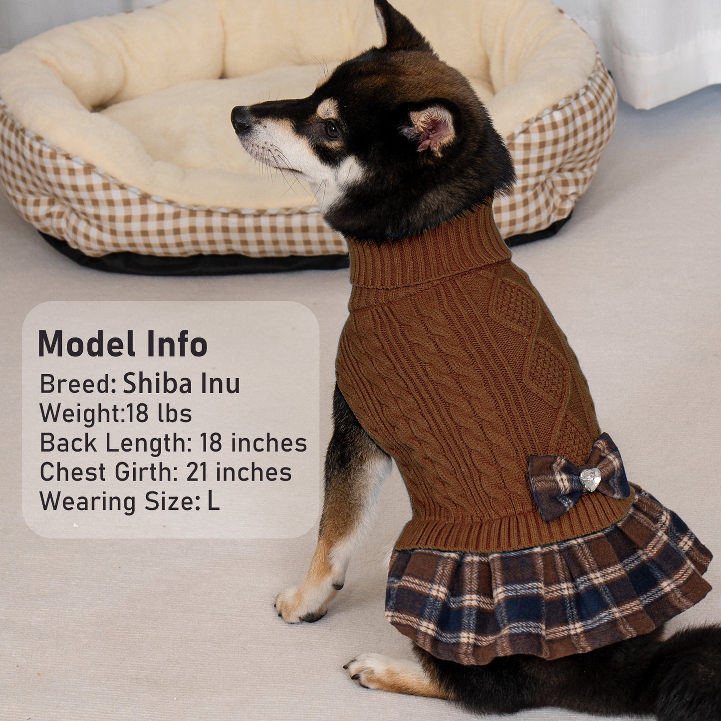 KYEESE Dog Sweater – Knitwear Dog Sweater Dress with Bowtie, Stretchy Thick Warm & Preppy Style