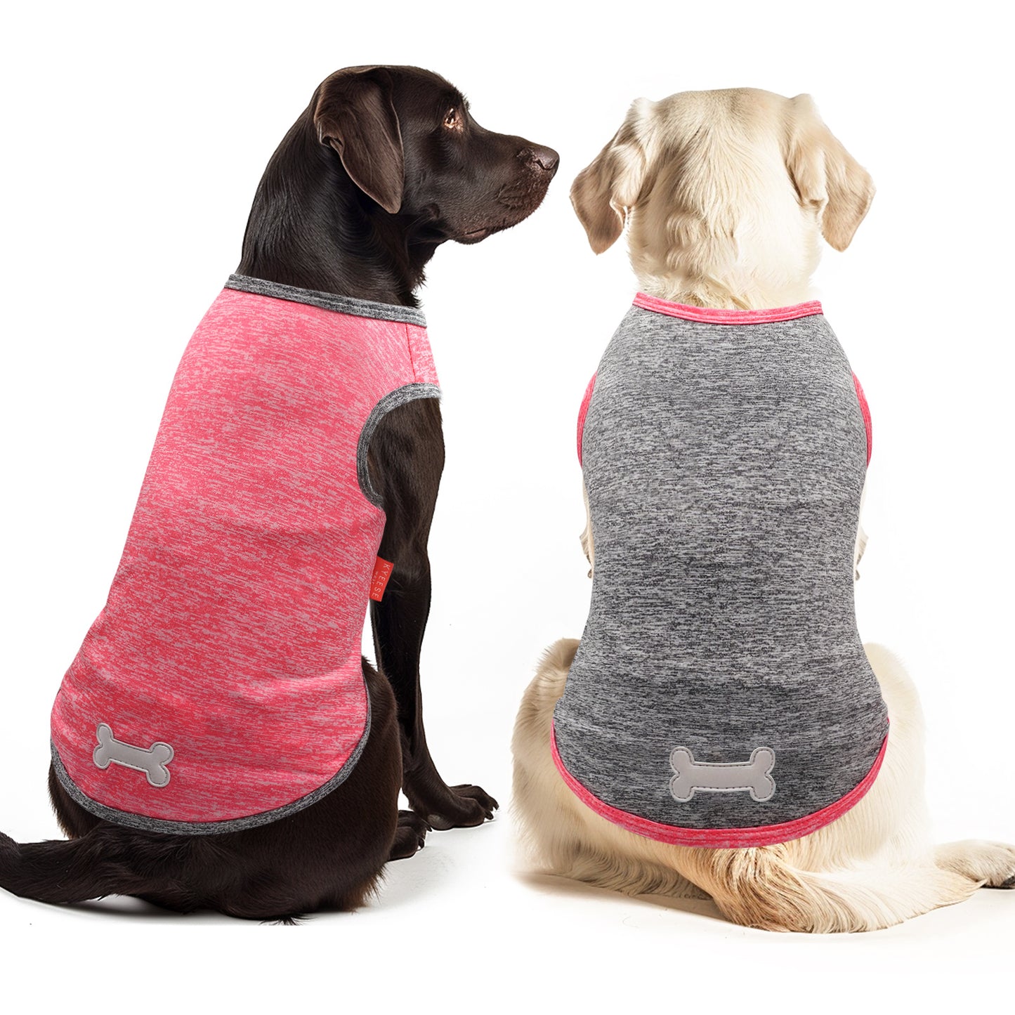 KYEESE 2 Pack Dog Shirts- Sun Protection Quick Dry Reflective Label Sleeveless Dog Vest