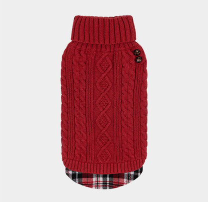 DOG GINGHAM TURTLENECK WARM SWAETER