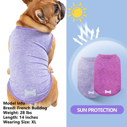 KYEESE 2 Pack Dog Shirts- Sun Protection Quick Dry Reflective Label Sleeveless Dog Vest