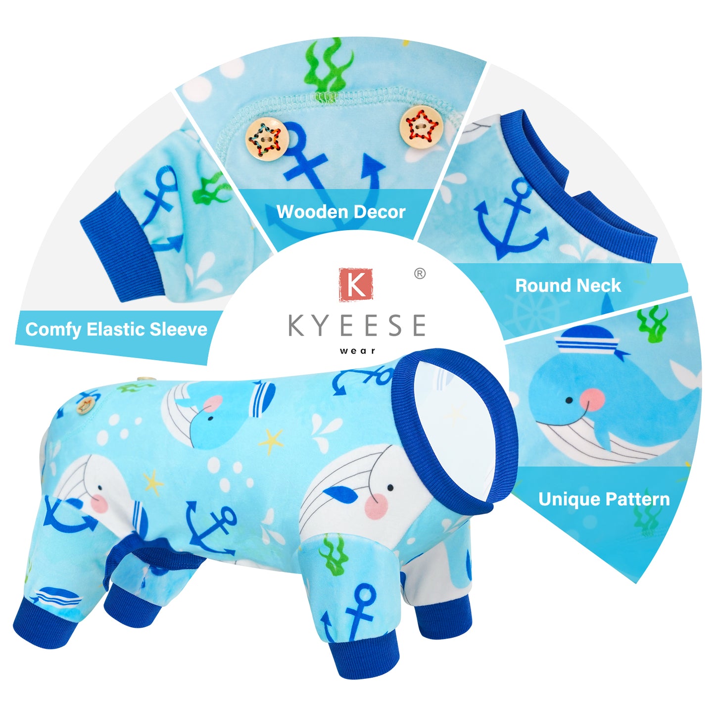 KYEESE Adorable Print Dog Pajamas – Cozy, Sensitive-Skin Friendly Sleepwear