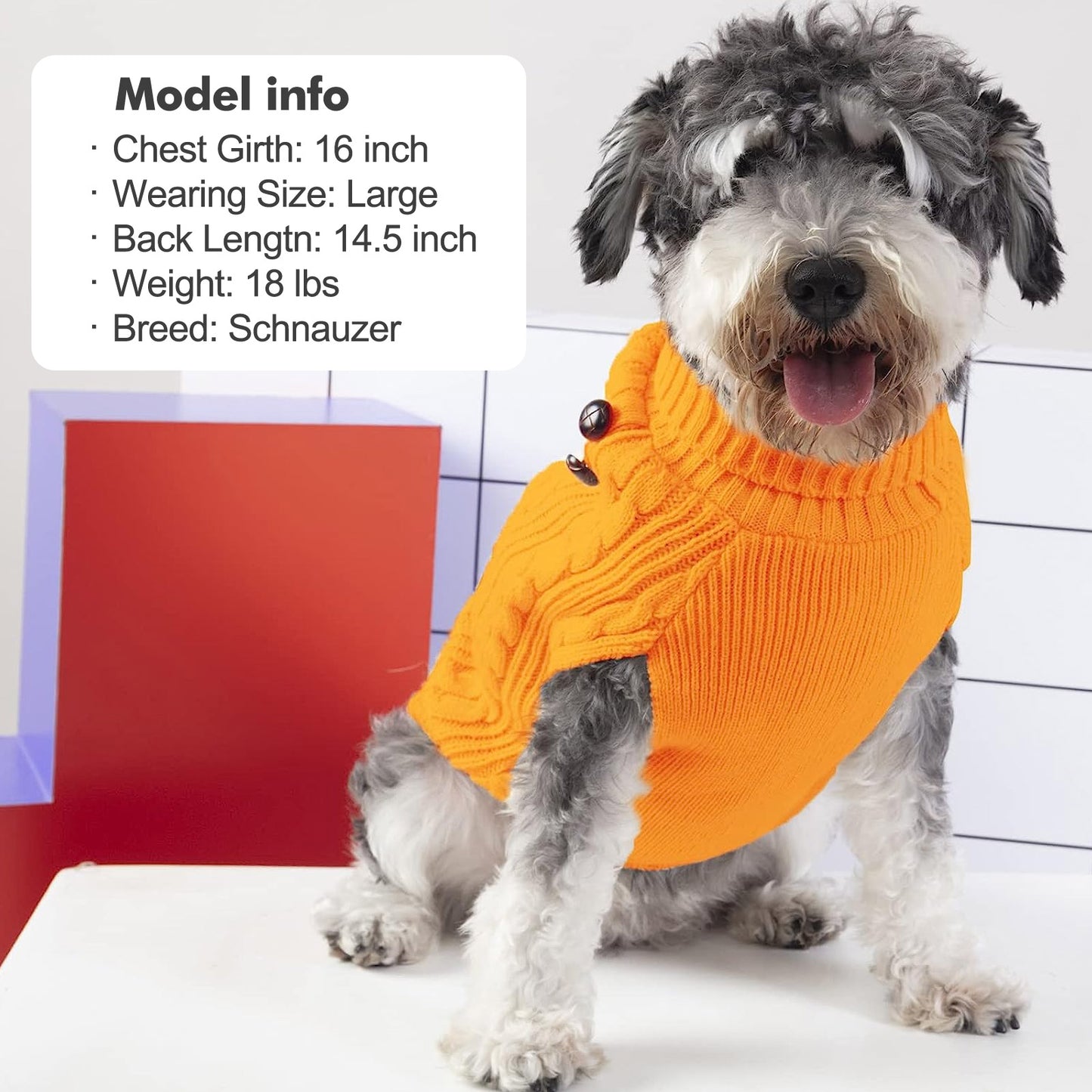 KYEESE Dog Sweater – Turtleneck Dog Sweater with Gingham Patchwork, Stretchy Knitwear Soft Warm