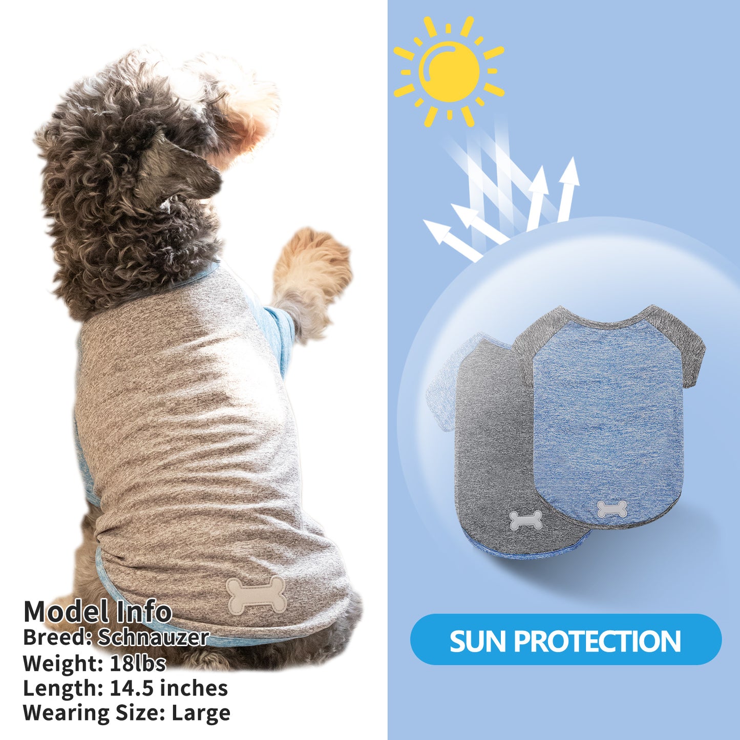 KYEESE 2 Pack Dog Shirt-Quick Dry Dog T-Shirts with Reflective Label Raglan Sleeve