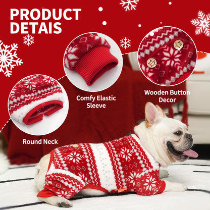 kyeese Christmas Dog Pajamas with Snowflake Pattern