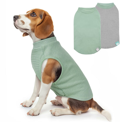 KYEESE 2Pack Waffle Dog Shirts – Lightweight Breathable Striped Tank Tops