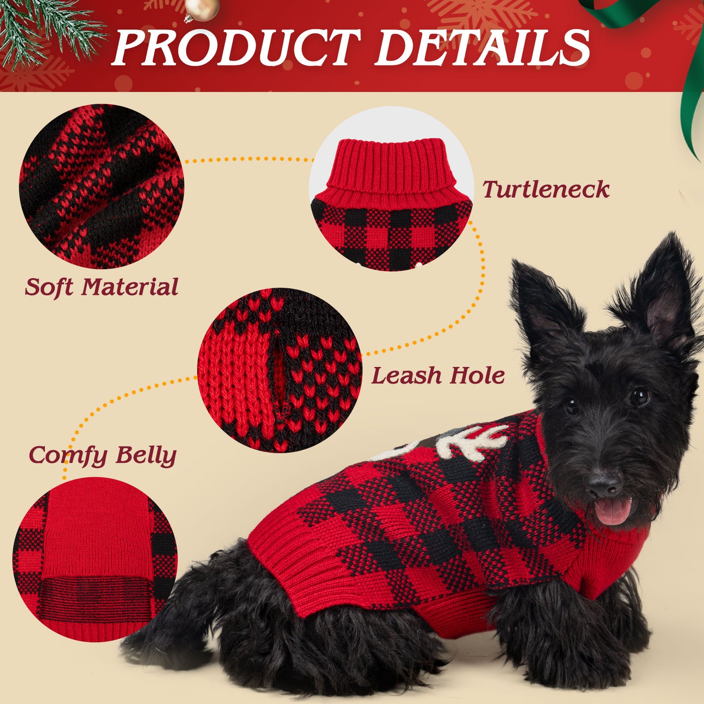 CHRISTMAS DOG SWEATER-REINDEER