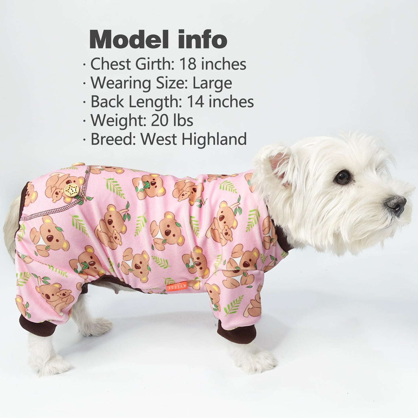 KYEESE Velvet Dog Pajamas-Stretchy Comfy Print Doggie Jammies