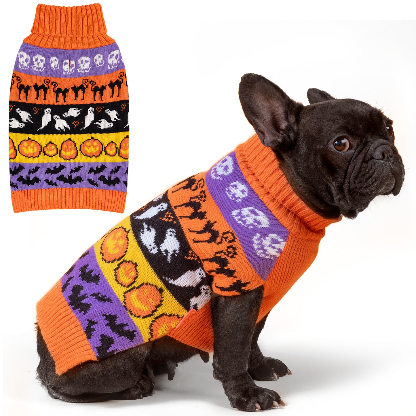 KYEESE Pumpkin & Ghost Dog Sweater – Cute Halloween Sleeveless Outfit