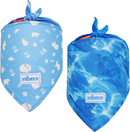 KYEESE 2 Pack Dog Instant Cooling Bandanas-Breathable Dog Scarf Triangle