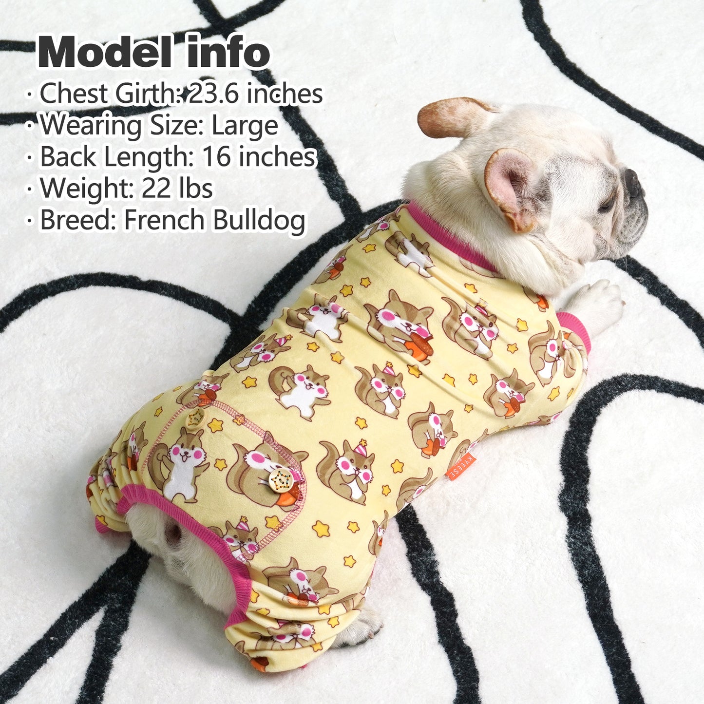 KYEESE Velvet Dog Pajamas-Stretchy Comfy Print Doggie Jammies