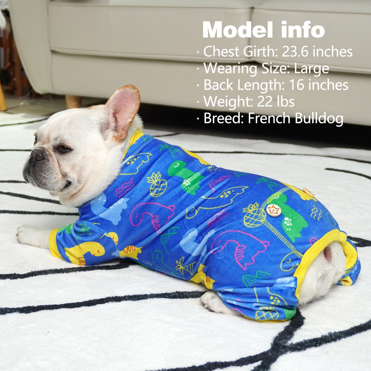 KYEESE Velvet Dog Pajamas-Stretchy Comfy Print Doggie Jammies